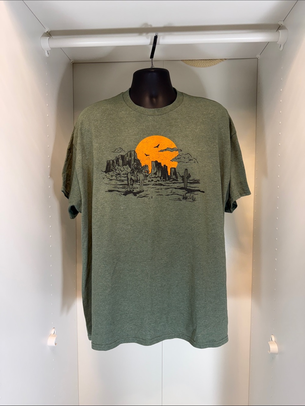 Men's Olive Graphic Sunset T-Shirt